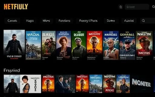 Catálogo de filmes em interface de streaming