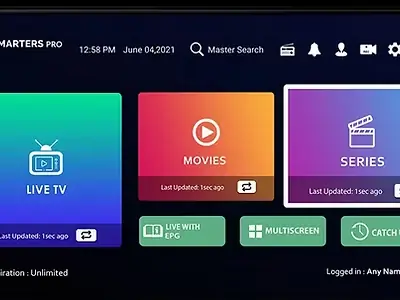 Interface inicial do IPTV Smarters Pro
