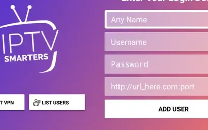 Tela de login do IPTV Smarters